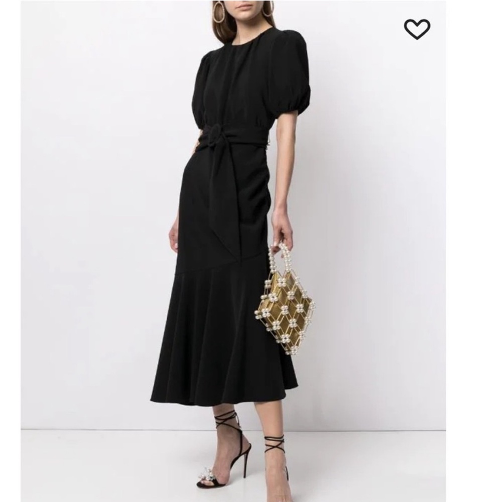 Sachin + Babi Black Puff-Sleeve Midi Camilla Dress with Belted Waist - Picture 2 of 12